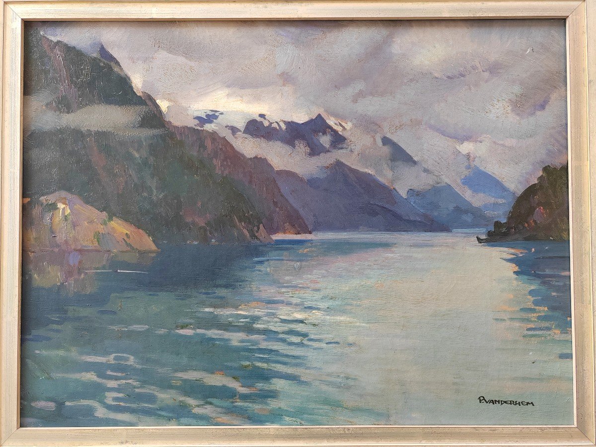 Piet Van Der Hem (1885-1961) Norway Norwegian Fjord 1929-photo-2