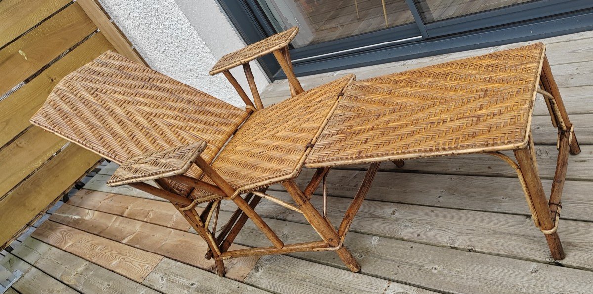 Rattan And Bamboo Deckchair -photo-2