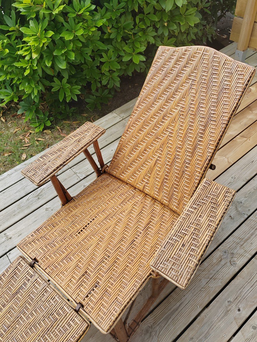 Rattan And Bamboo Deckchair -photo-1