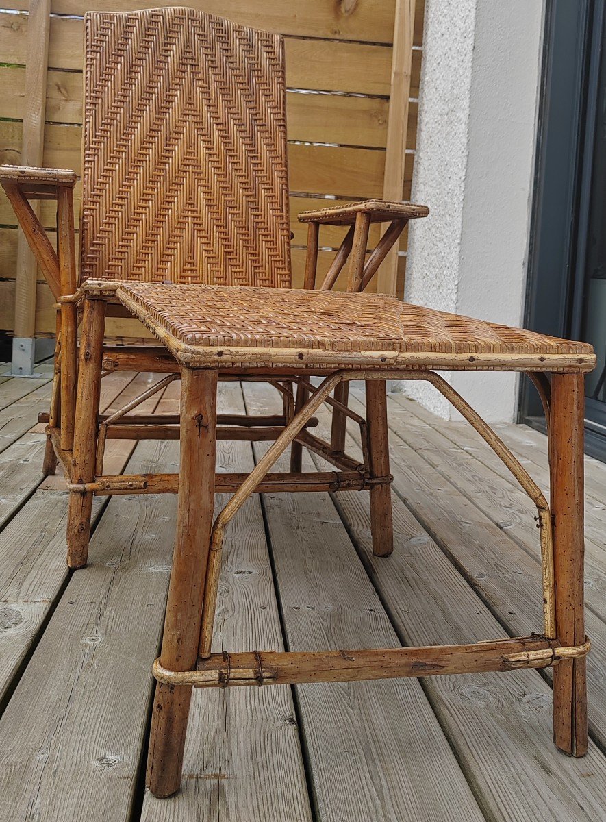 Rattan And Bamboo Deckchair 