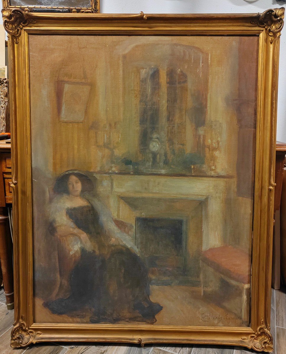 Cécile Hertz-eyrolles Huge Elegant Portrait In Interior 