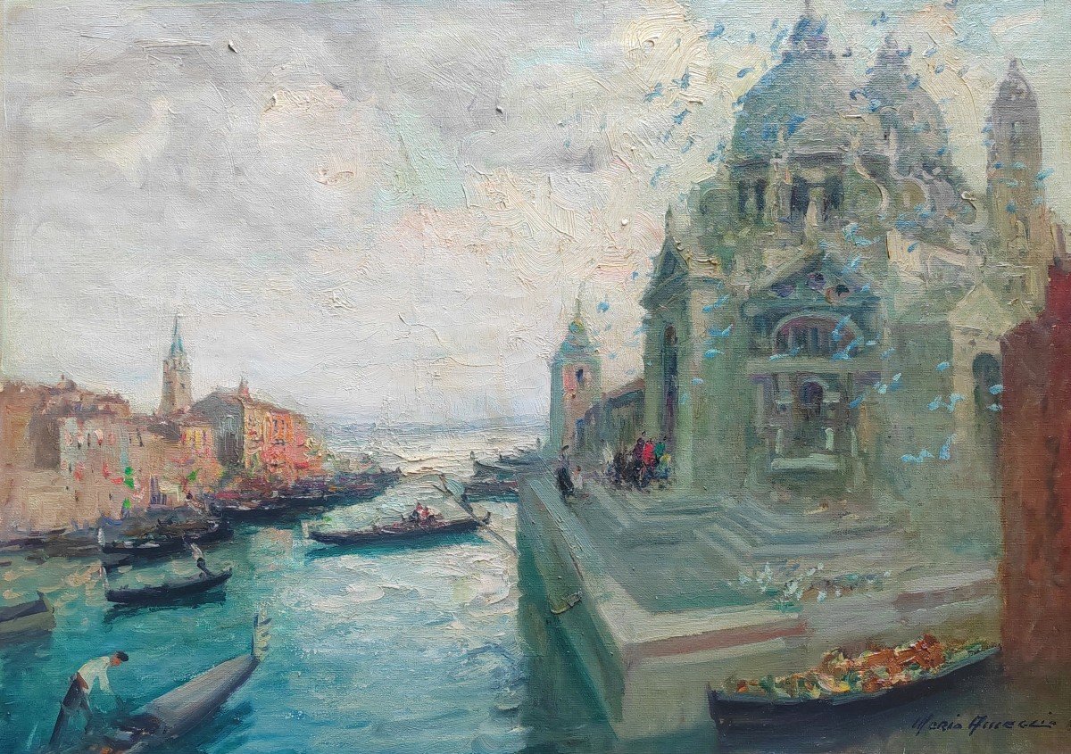 Merio Ameglio Venise Grand Tableau 1930 église De La Salute