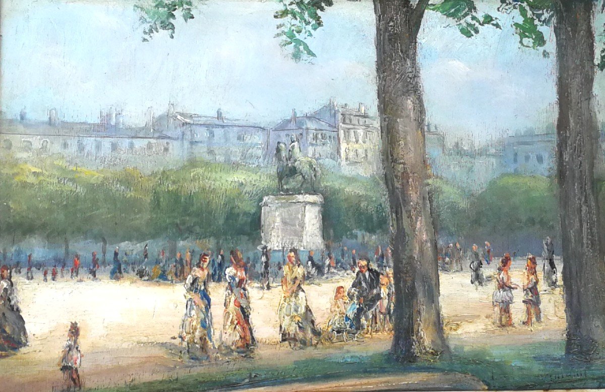 Paul Dangmann (1899-1970) Lyon Vue Animée De La Place Bellecour