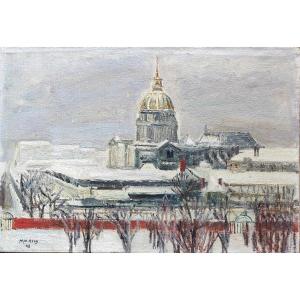 Edouard Mac Avoy 1945 Art déco Panthéon Sous La Neige Paris