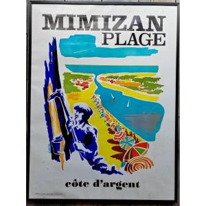 Affiche Ancienne 1960 Originale Mimizan Les Landes 