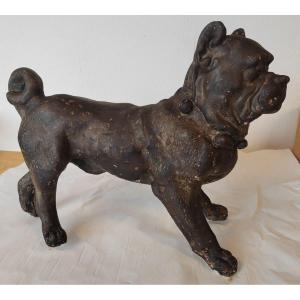 Dogue Sculpture bulldog Chien Plâtre Patine Bronze