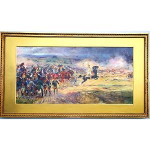 Battle Of Jena Napoleon Murat Large Preparatory Painting Henri Chartier (1859-1924)