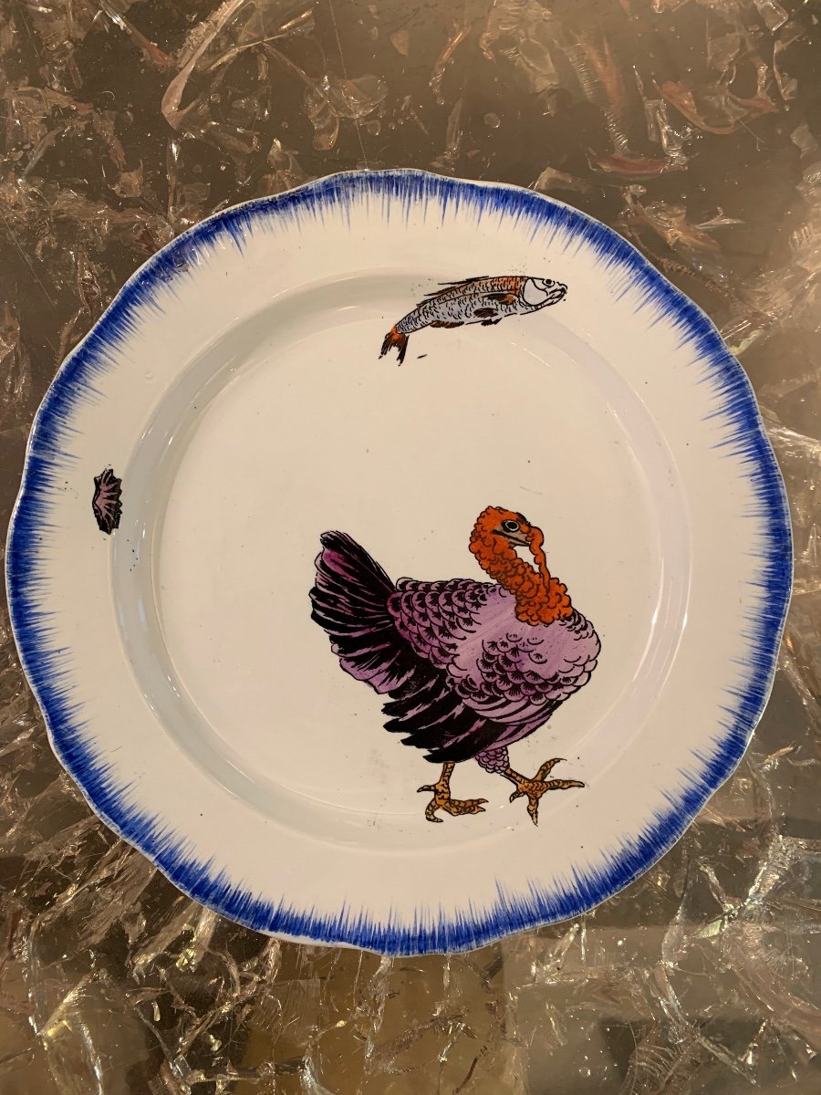 Turkey Plate Rousseau Creil & Montereau Service.