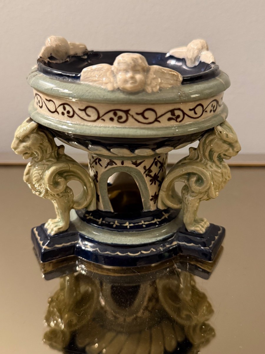 Parthenay Earthenware Salt Cellar, Late 19th Century.