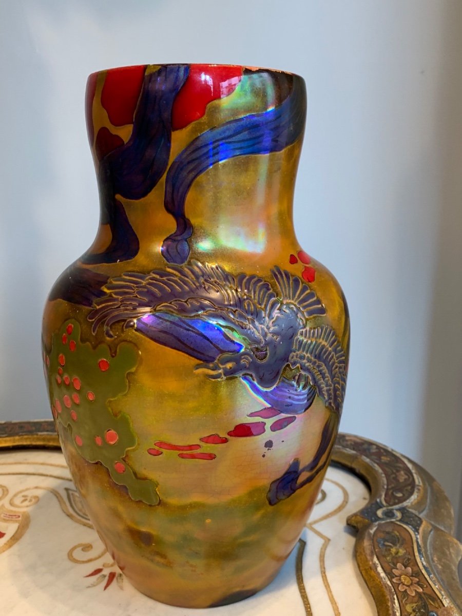 Exceptionnel Vase Art Nouveau Par Zsolnay.