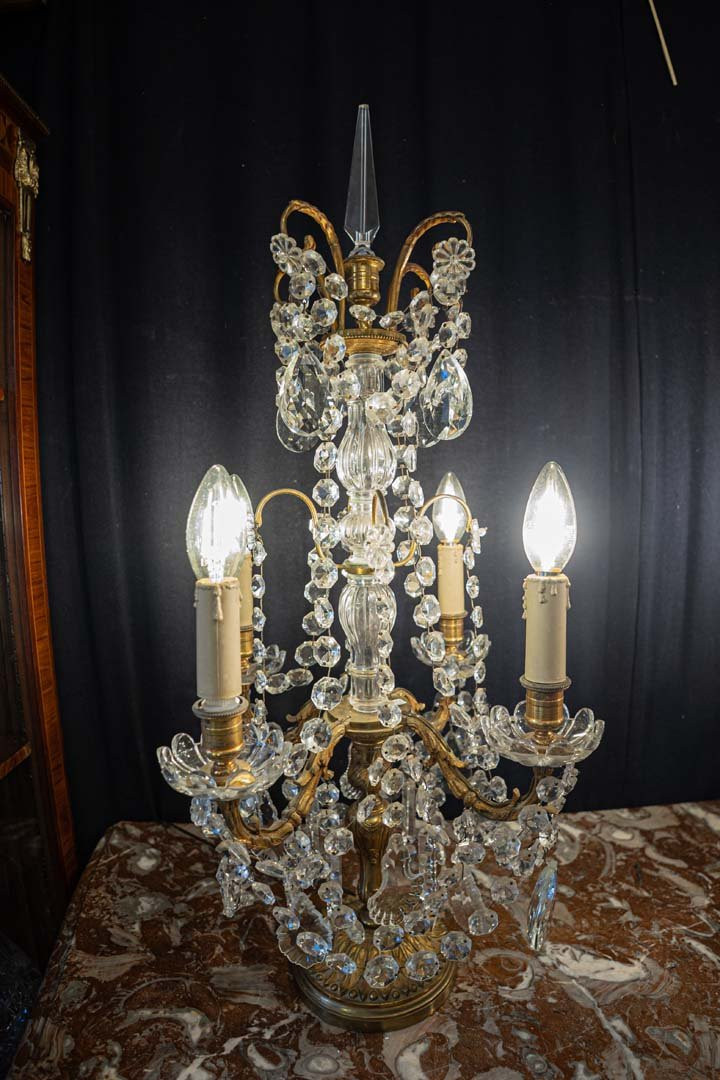 Pair Of Crystal And Bronze Girandoles-photo-4