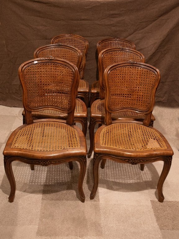 Suite Of Six Chairs In Walnut Louis XV Style