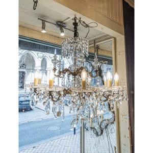 Baccarat Bronze And Crystal Tassel And Knife Chandelier