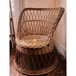 Old Emmanuelle Style Rattan Armchair Late 19th Century