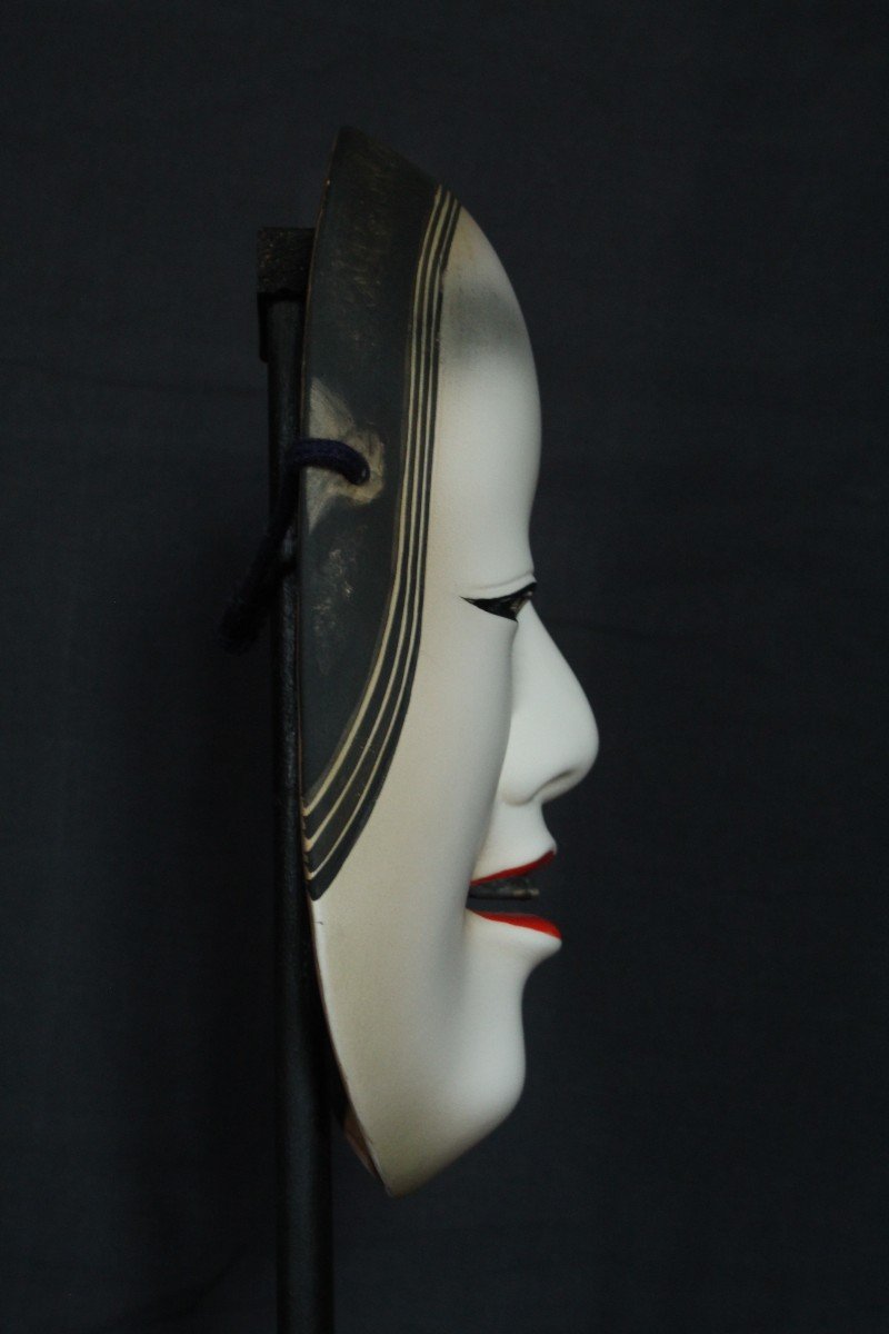 Japanese Mask, Onna 若女, Signed, Vintage Noh Teather, Pottery From Osaka-photo-2