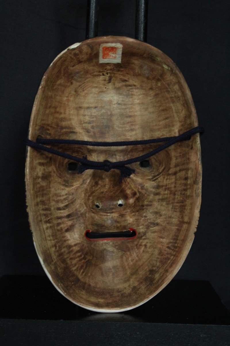 Japanese Mask, Onna 若女, Signed, Vintage Noh Teather, Pottery From Osaka-photo-3