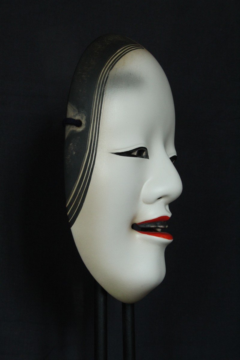 Japanese Mask, Onna 若女, Signed, Vintage Noh Teather, Pottery From Osaka-photo-3