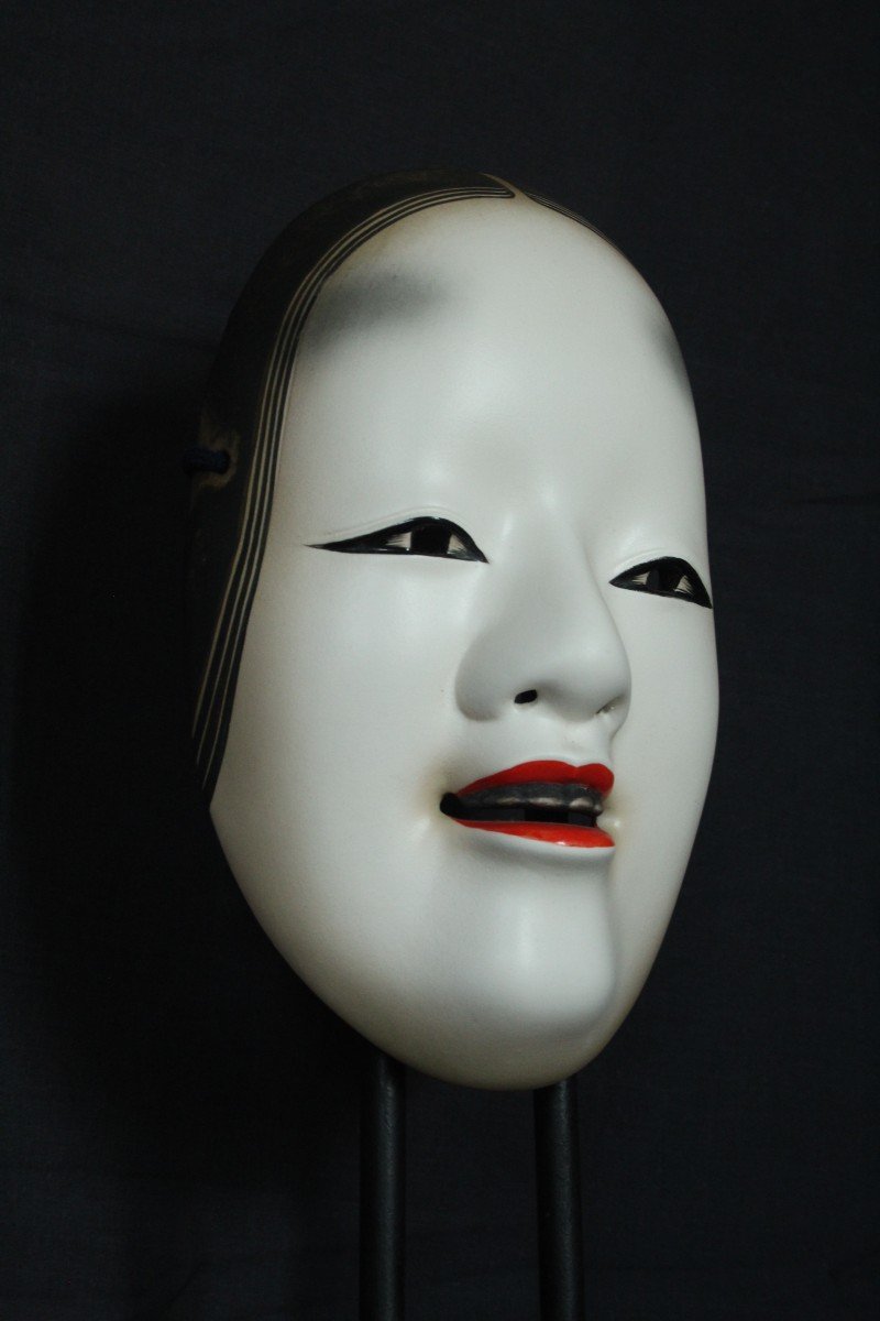 Japanese Mask, Onna 若女, Signed, Vintage Noh Teather, Pottery From Osaka