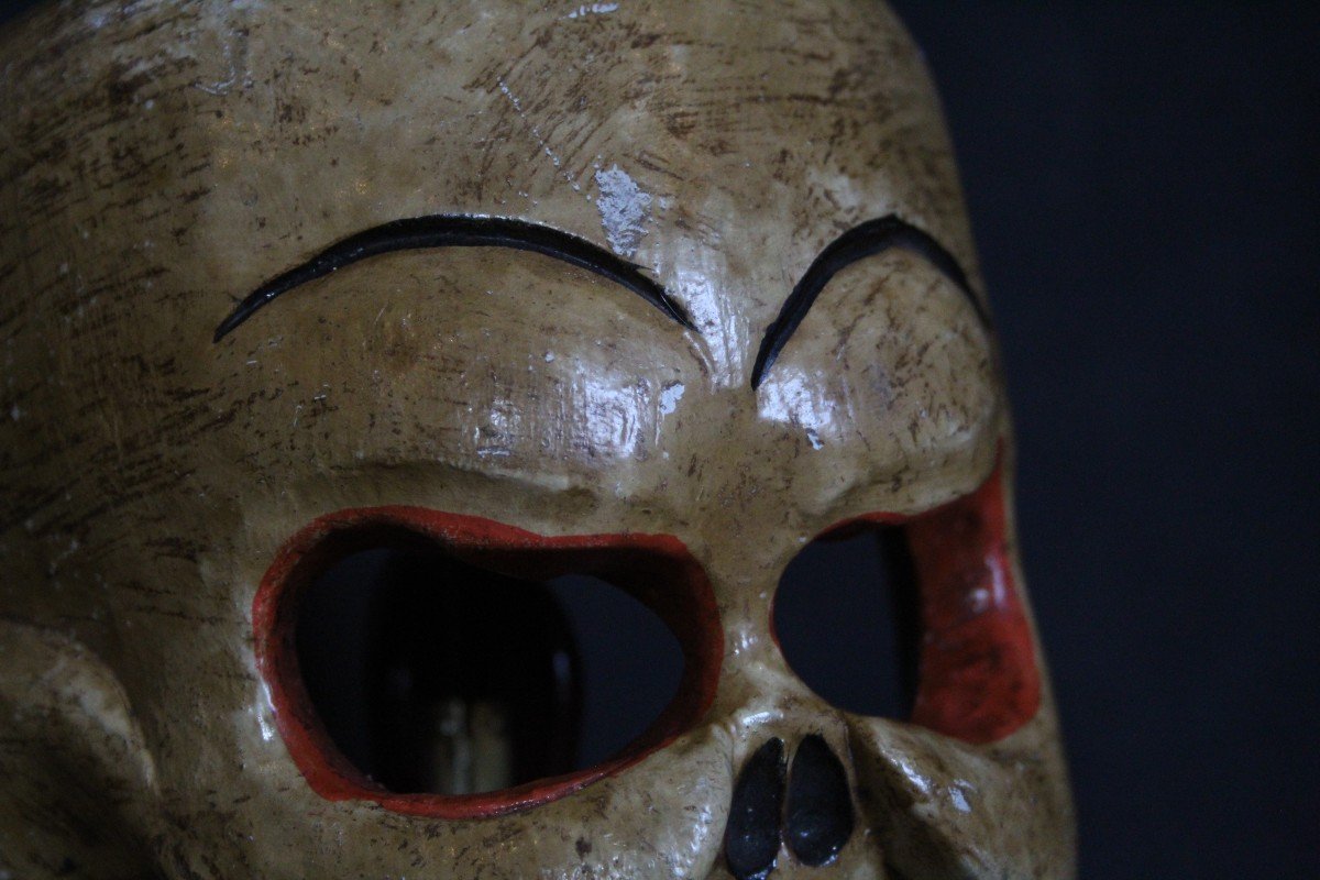 Citipati Mask, Nepalese Ceremonial Wooden Mask, Buddhist Skull.-photo-4