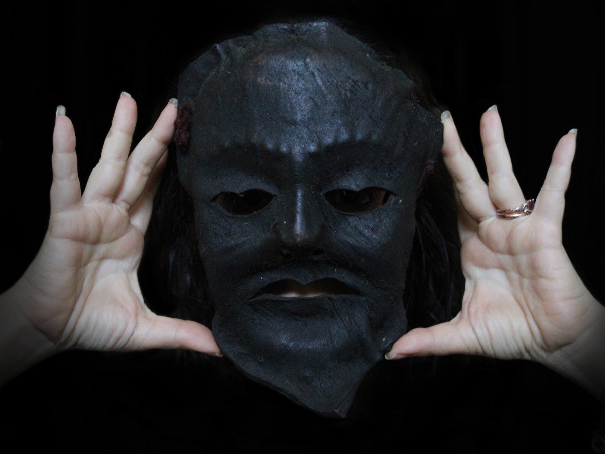 Shamanic Mask From The Nepal Himalayas In Yak Leather.-photo-3