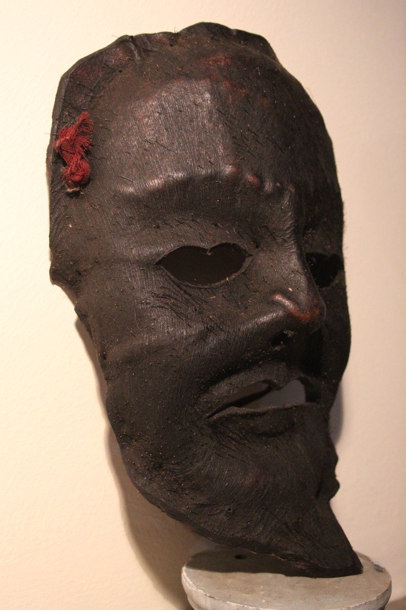 Shamanic Mask From The Nepal Himalayas In Yak Leather.-photo-1