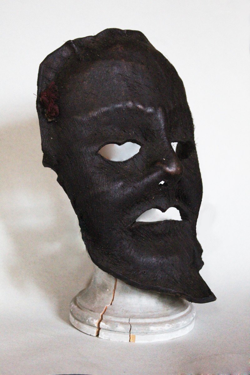 Shamanic Mask From The Nepal Himalayas In Yak Leather.