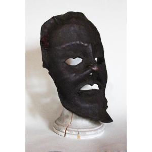 Shamanic Mask From The Nepal Himalayas In Yak Leather.