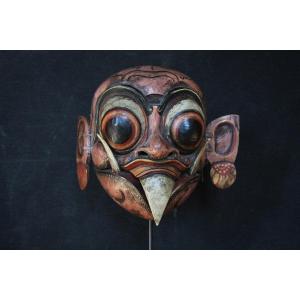 Vintage Indonesian Wooden Mask – Hand-painted Dance Mask