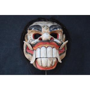 Masque Balinais Vintage Rangda Celuluk – Masque En Bois Peint à La Main Représentant Un Démon