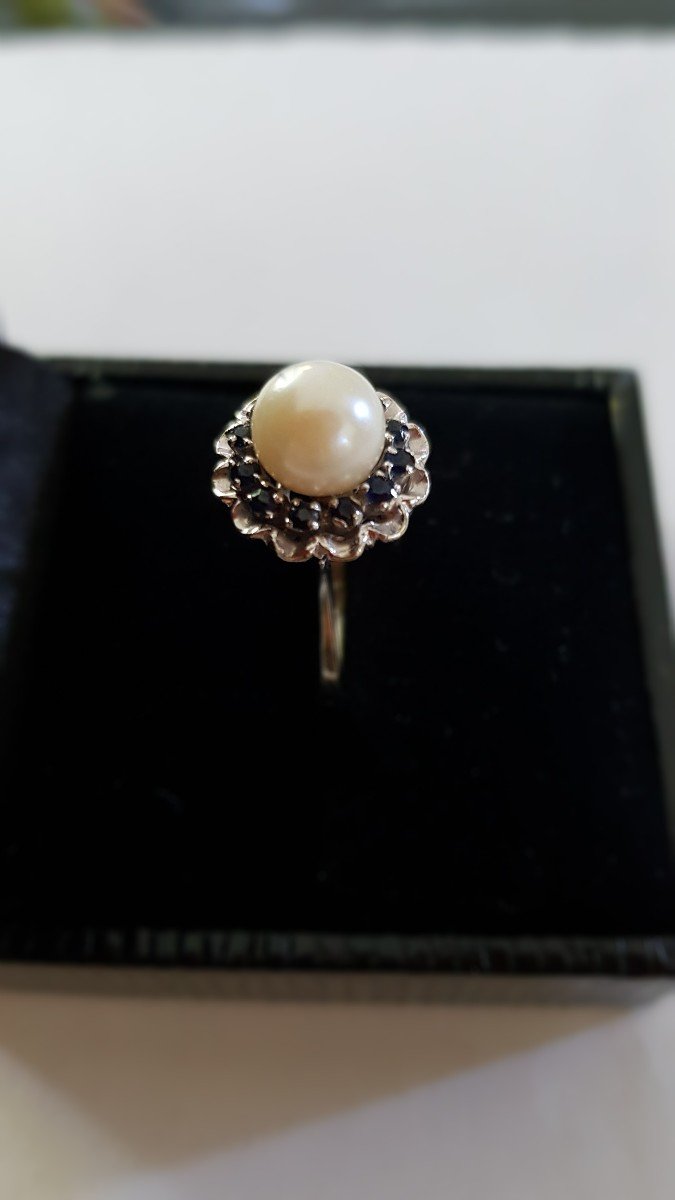 Gold Ring - Pearl - Sapphires-photo-1