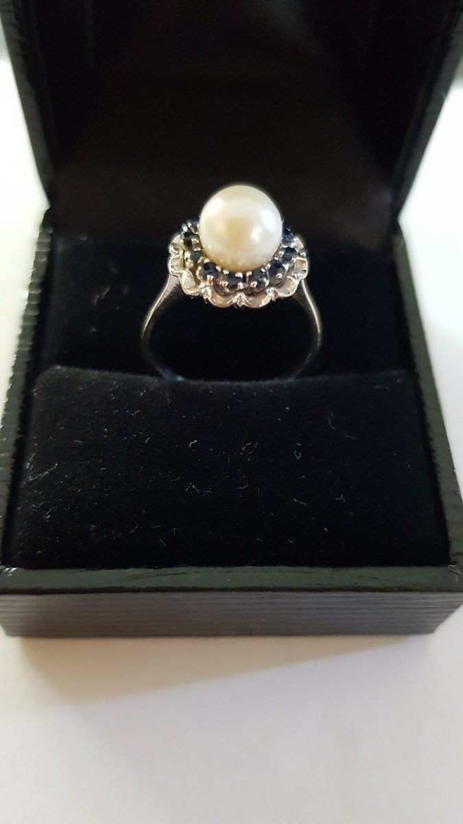 Gold Ring - Pearl - Sapphires