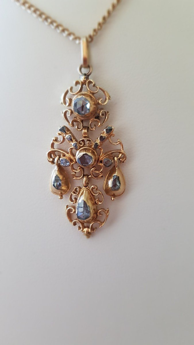 Proantic: 19th Gold And Diamond Pendant