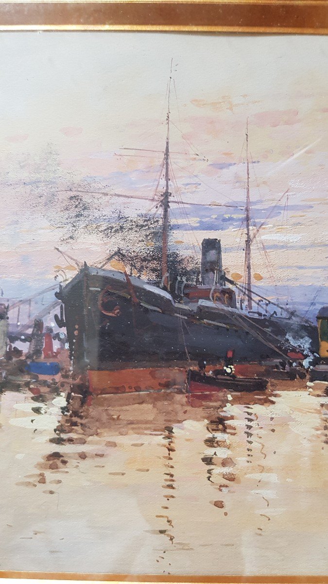 Galien Laloue:  Gouache Port-photo-2