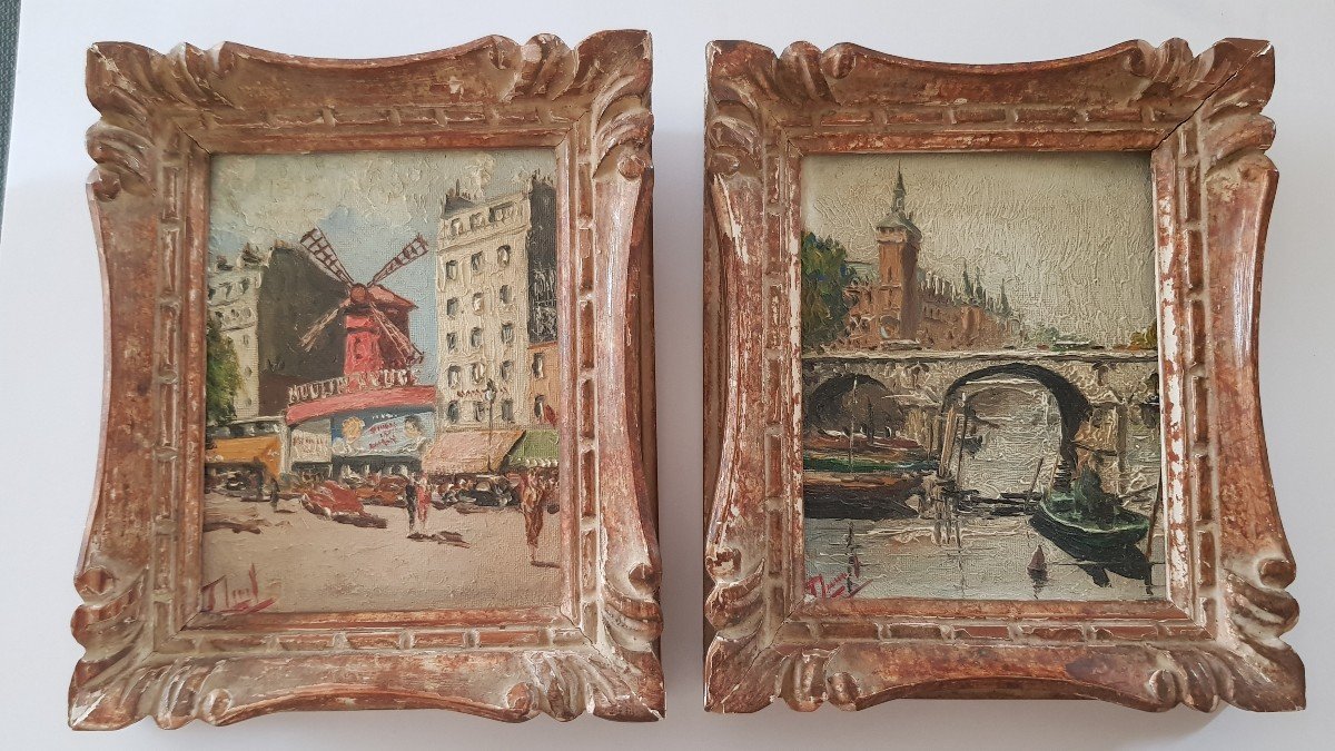 Pair Of Paris Paintings 50s And 60s-photo-3