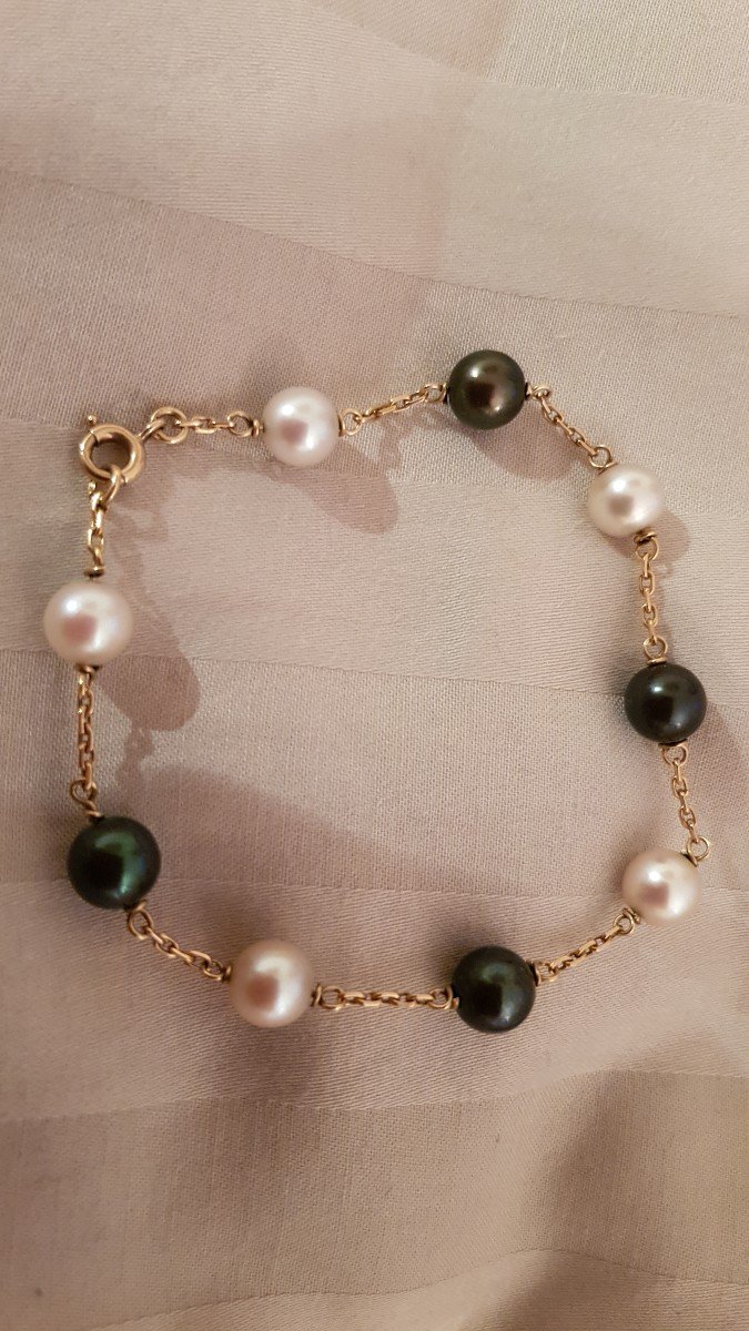 Bracelet Or Et Perles