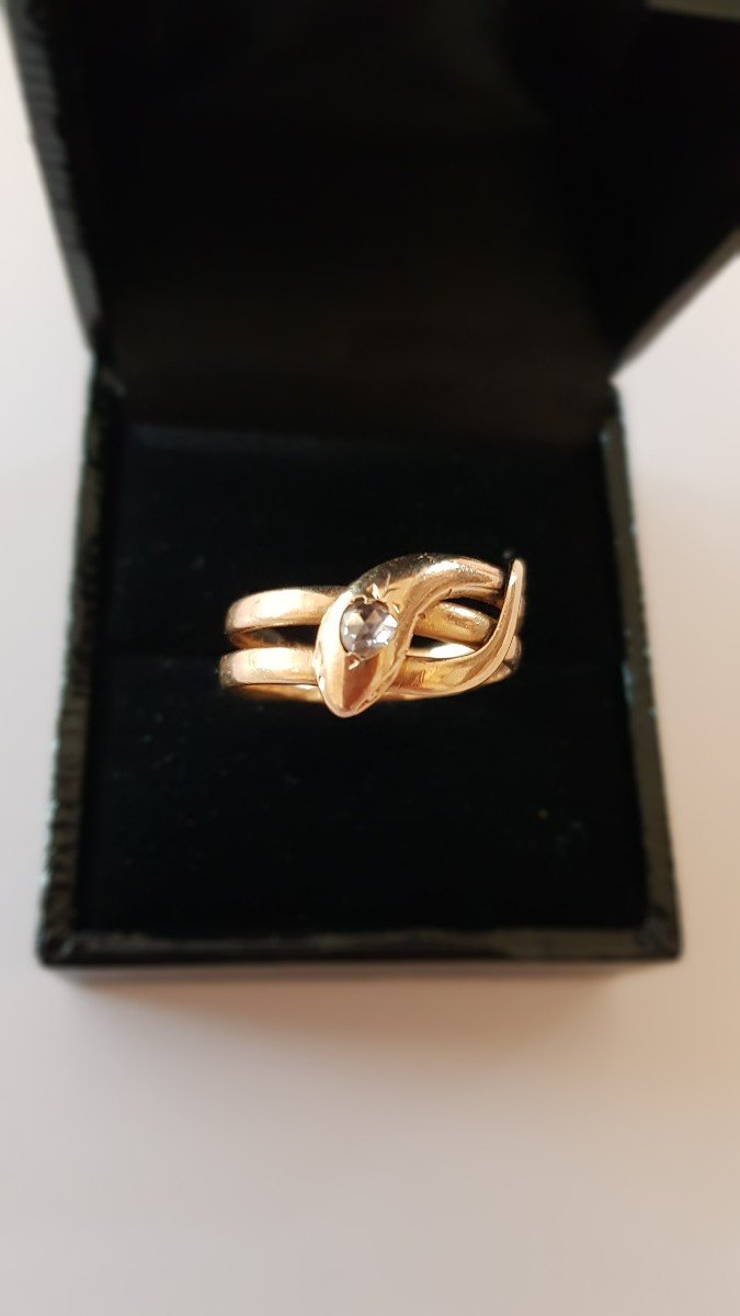 Gold And Diamond Snake Ring