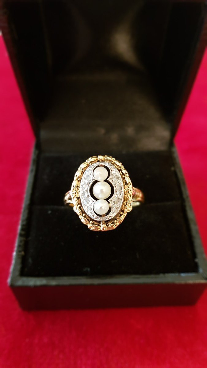 Naplll Gold Ring - Pearls - Diamonds-photo-1