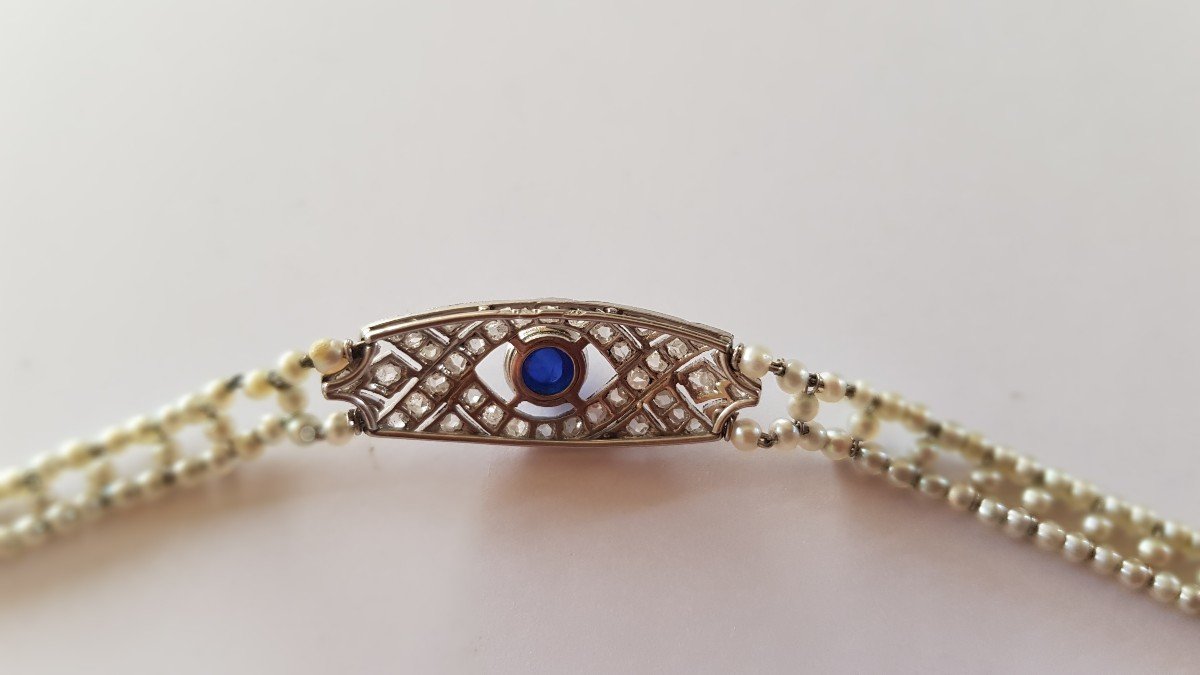 Art Deco Bracelet: Gold - Pearls - Sapphire-diamonds-photo-1