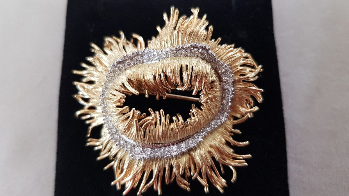 Gold And Diamond Brooch