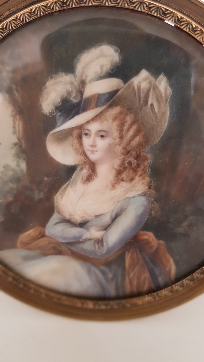 Miniature Portrait Of A Young Woman, Late 18th Century-photo-1