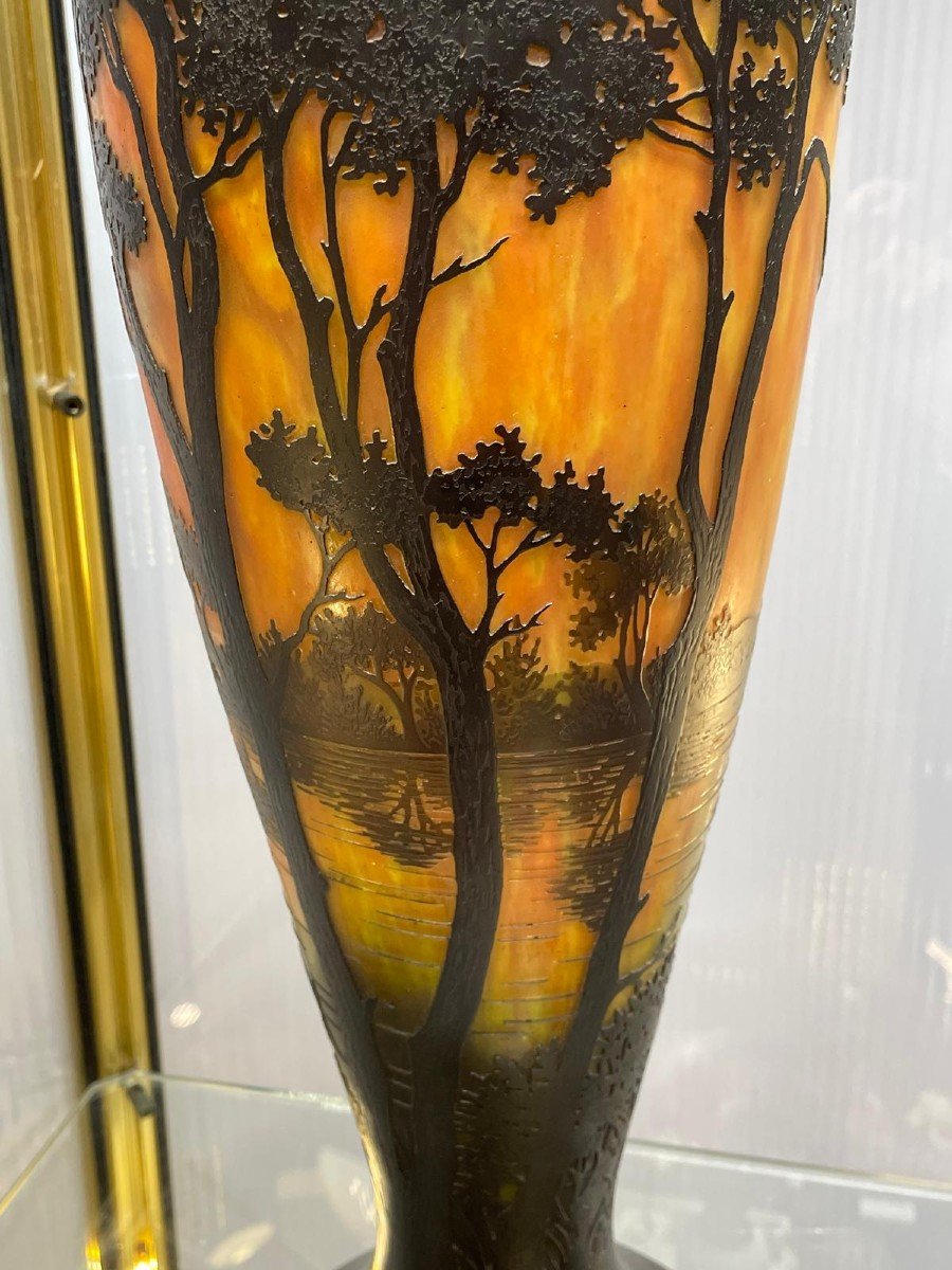 Vase Daum Paysage Lacustre 63cm-photo-4