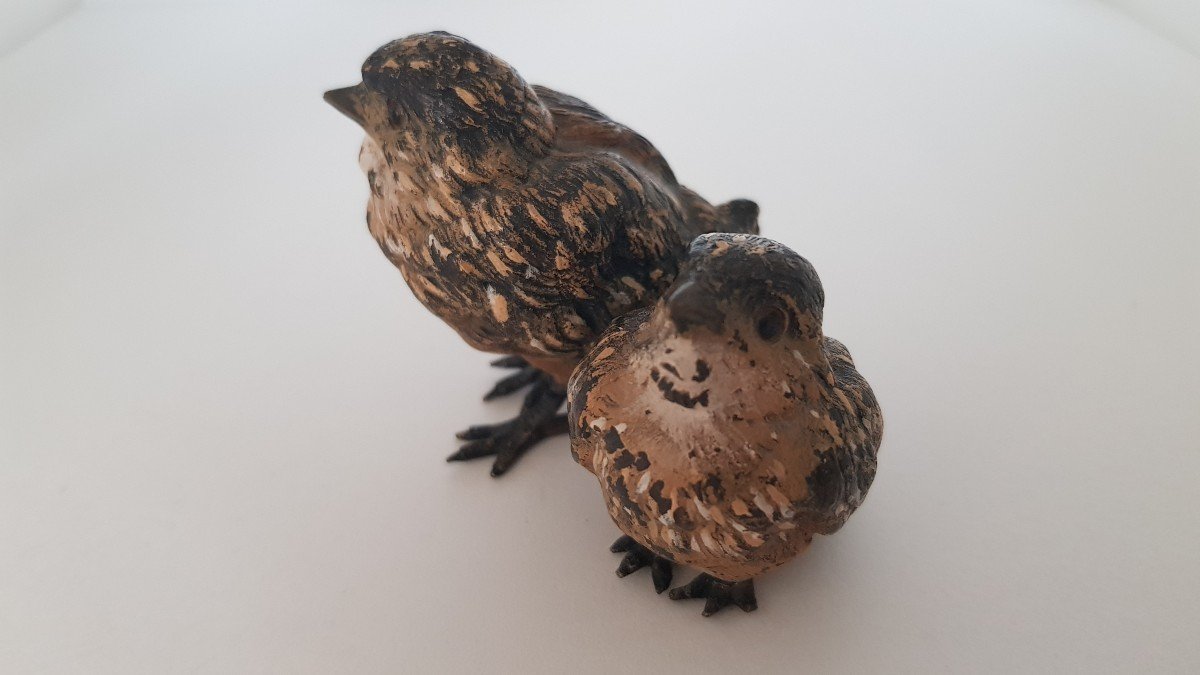 19th Century Vienna Bronze: Pair Of Quails-photo-2