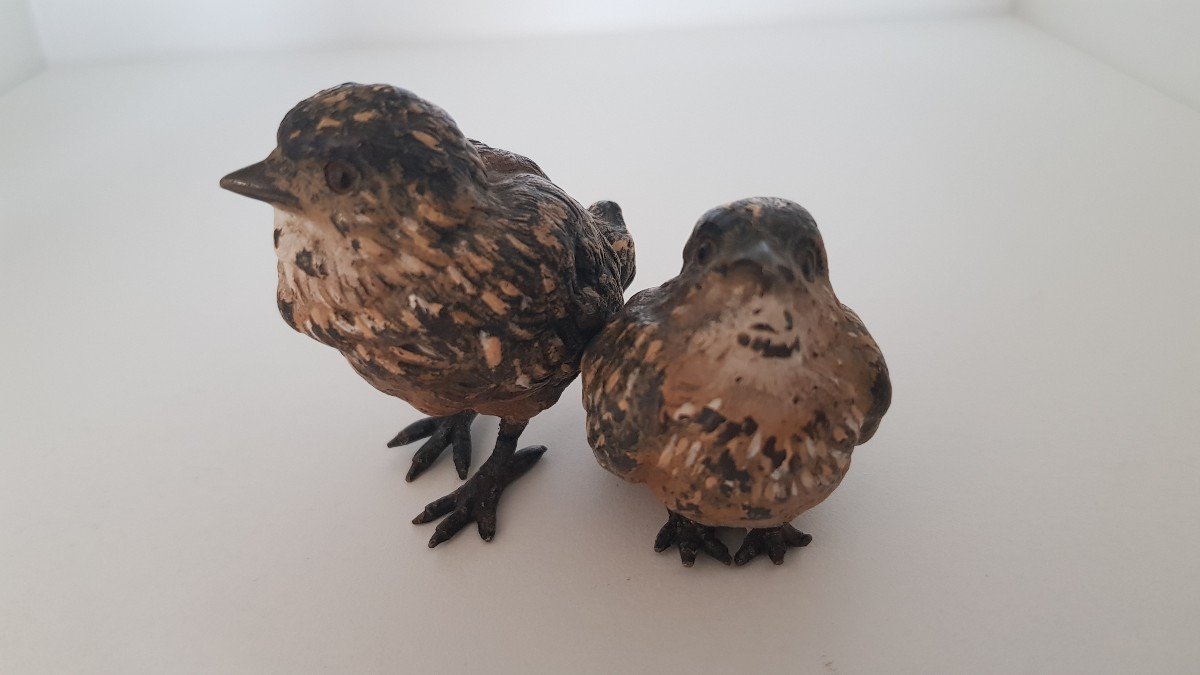 19th Century Vienna Bronze: Pair Of Quails-photo-2