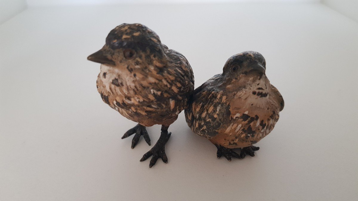 19th Century Vienna Bronze: Pair Of Quails