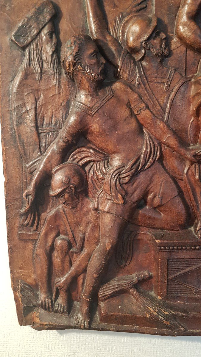 Flagellation Du Christ,  Cuir Repoussé  XlXème-photo-3