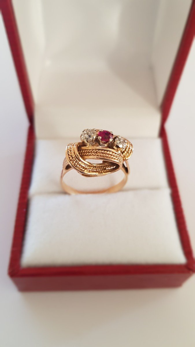 Gold-ruby-diamond Ring-photo-2