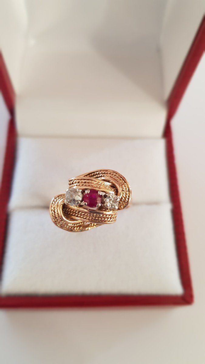 Gold-ruby-diamond Ring-photo-2