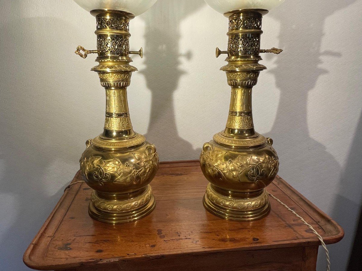 Pair Of 19th Century Gagneau Lamps-photo-2