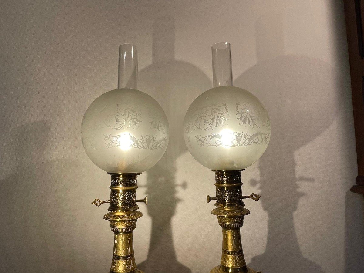 Pair Of 19th Century Gagneau Lamps-photo-2