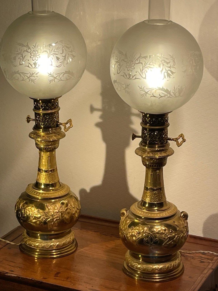 Pair Of 19th Century Gagneau Lamps-photo-4